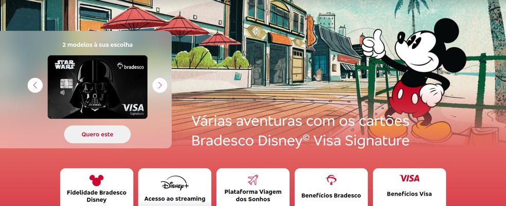 Clientes do Bradesco podem solicitar cartão que garante assinatura do Disney+ — Foto: Reprodução/Jonathan Firmino