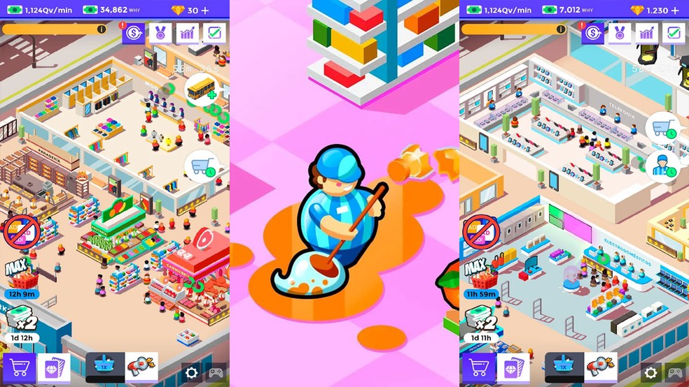 Idle Supermarket Tycoon é um "Idle Game" em que o jogador pode administrar o crescimento de seu mercado com pouca interação — Foto: Reprodução/Google Play Store