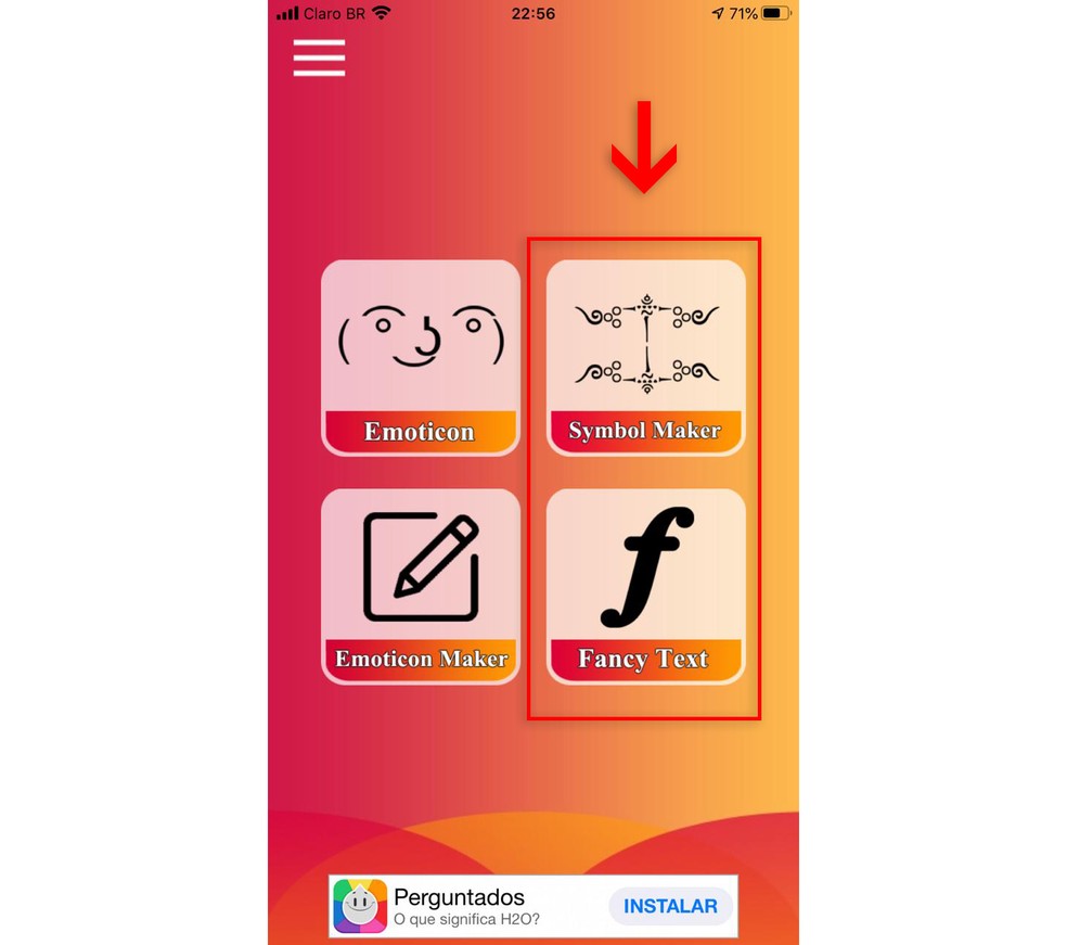 Como fazer nome no Free Fire com o app Cool Text Symbol Characters