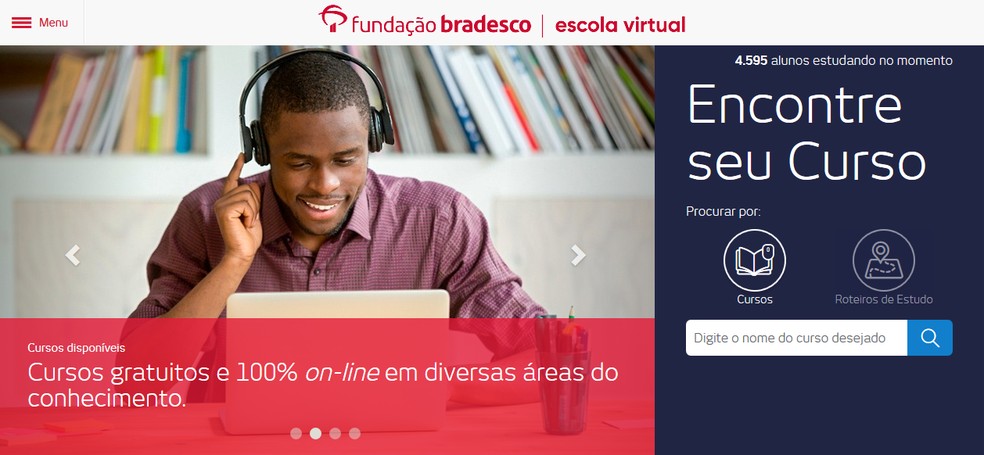 Escola Virtual da Fundação Bradesco disponibiliza cursos com certificado — Foto: Reprodução/Thiago Siqueira