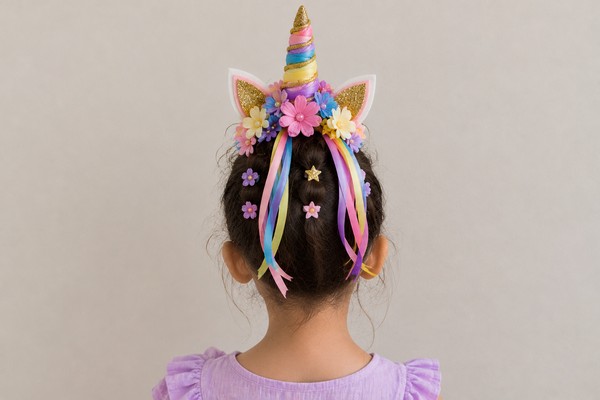A IA pode ajudar a visualizar diferentes formas de montar um cabelo de unicórnio. — Foto: Imagem gerada por IA/ChatGPT