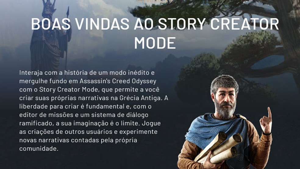 Acessando histórias criadas por usuários em Assassin's Creed : Odyssey