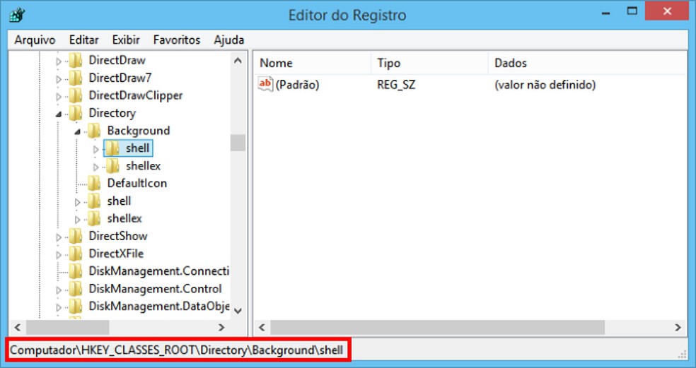Editor de Registro do Windows (Foto: Reprodução/Helito Bijora) — Foto: TechTudo