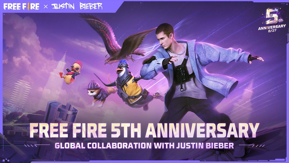Justin Bieber vira personagem no Free Fire e fará primeiro show do