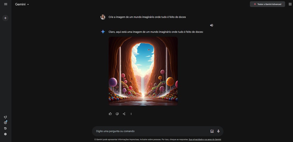 Mundo imaginário do Gemini é menos detalhado, mas satisfatório — Foto: Reprodução/Gemini