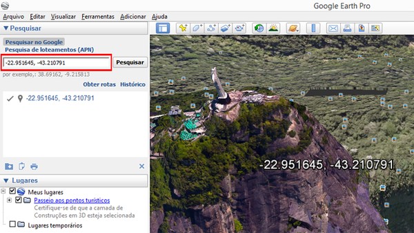 Como usar coordenadas no Google Earth