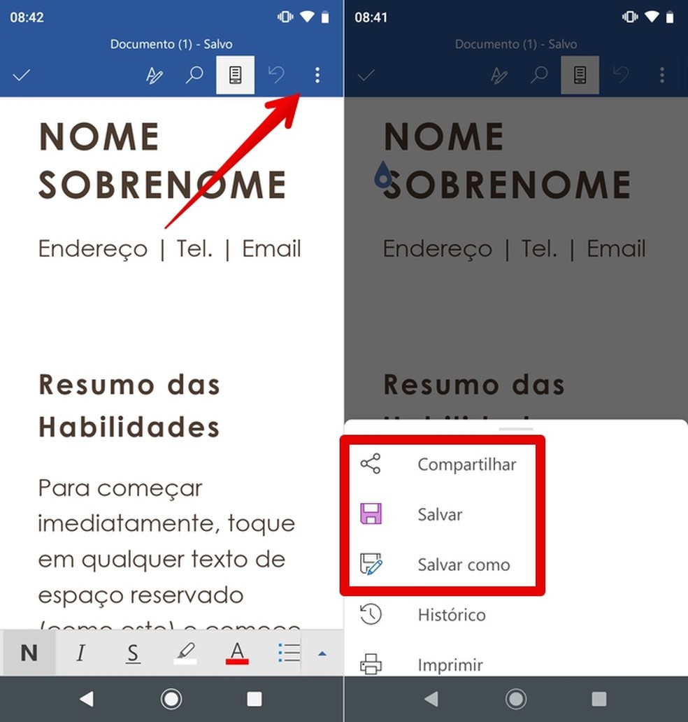 Como usar o Word no celular