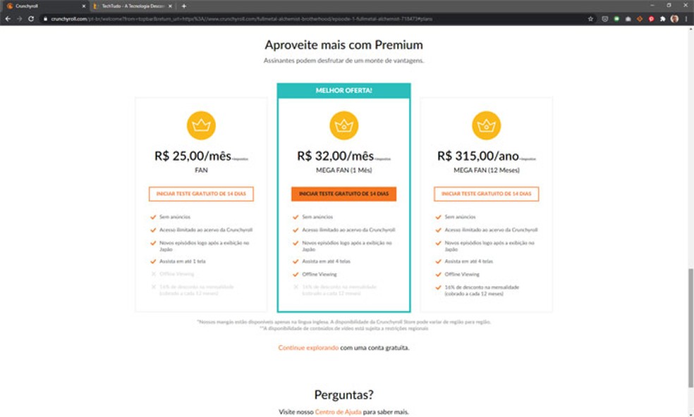 Planos Crunchyroll: veja preços e como funciona a assinatura no Brasil