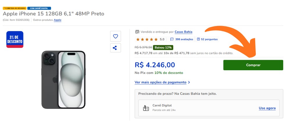  Reprodução/Casas Bahia