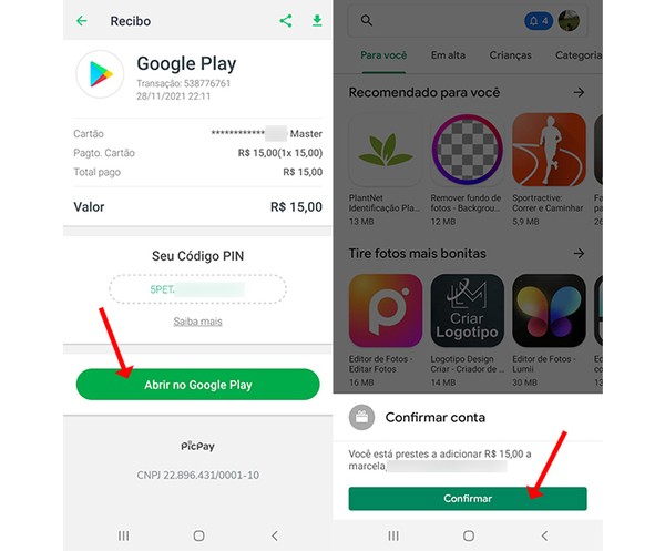 Como comprar gift card da Google Play pelo PicPay