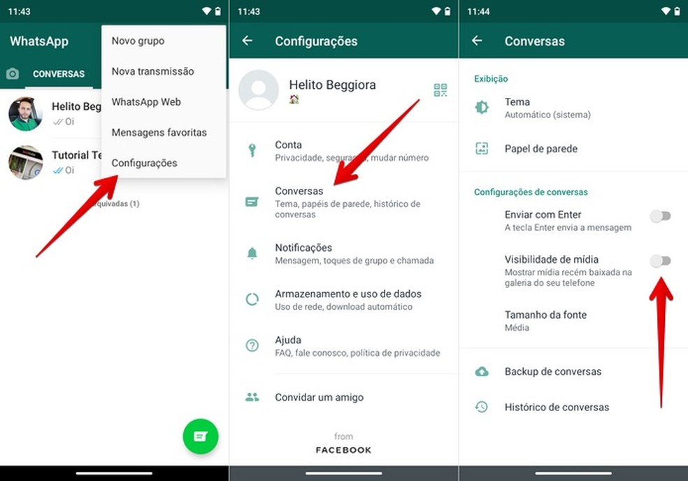 "As fotos do WhatsApp não estão indo para galeria": veja como salvar fotos no celular Android — Foto: Reprodução/Helito Beggiora