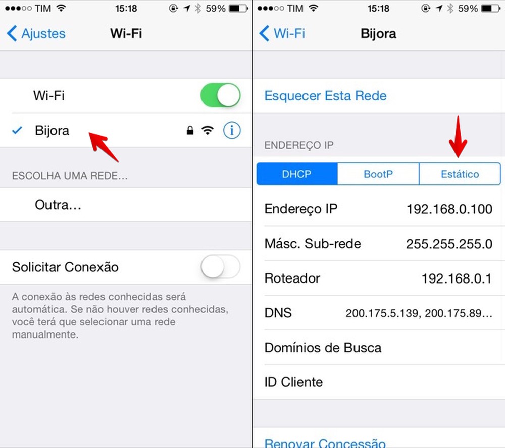 Como mudar o IP e DNS do iPhone?