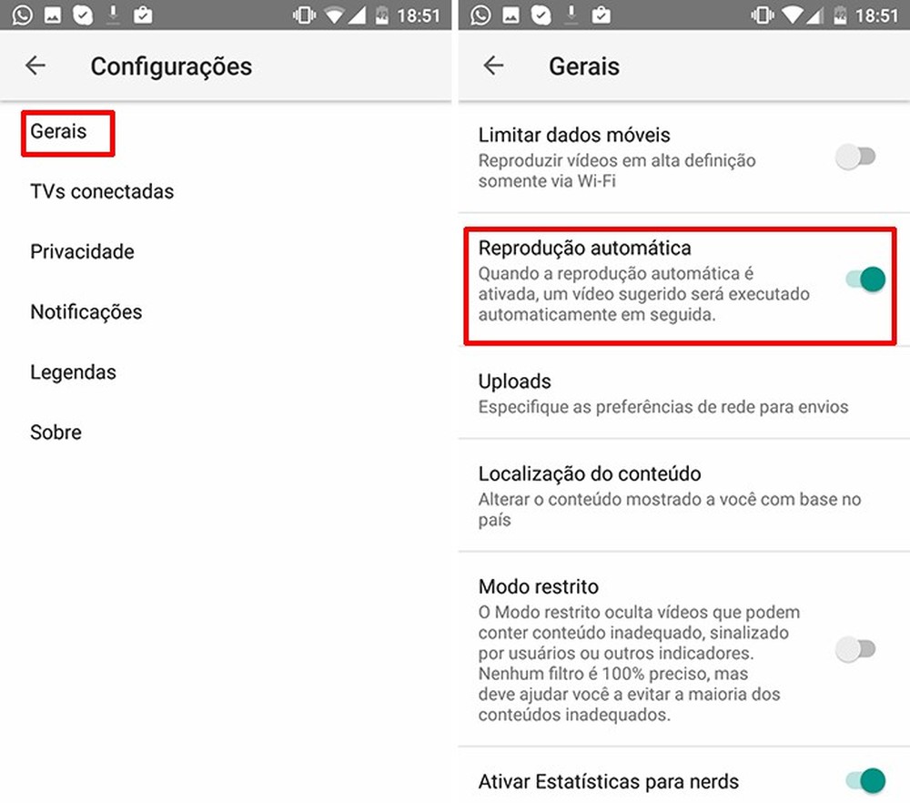 Como desativar a reprodução automática de vídeos no YouTube para Android