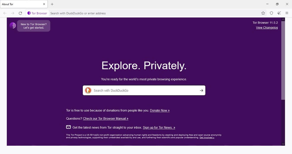 Tor Browser allows you to browse the Internet anonymously — Photo: Reproduction/Gabrielle Garcia
