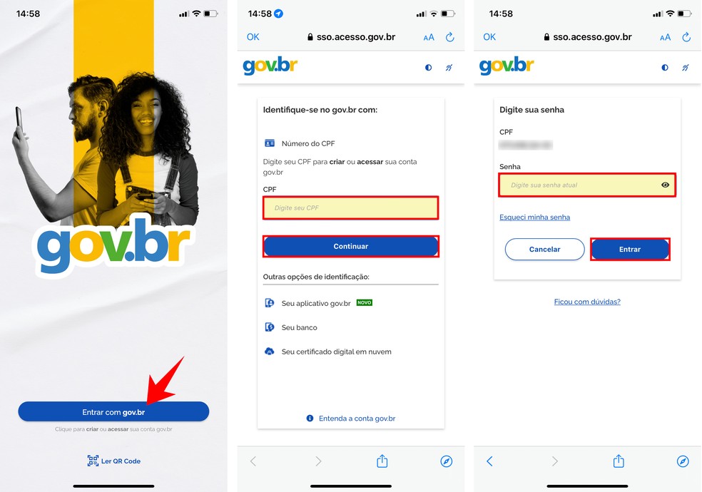 Veja como aumentar nível da conta Gov.br pelo aplicativo do celular — Foto: Reprodução/Rodrigo Fernandes