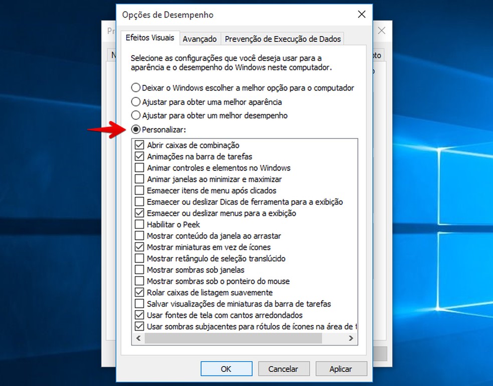 Como desativar as animações do Windows 10