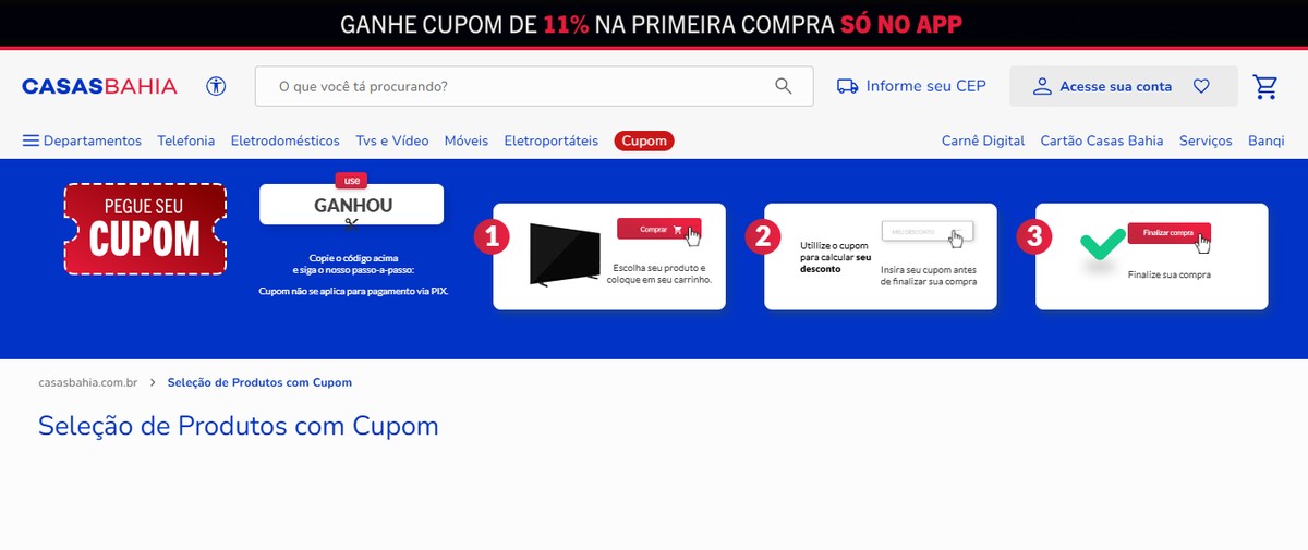 Cupom de desconto Casas Bahia: veja como pagar mais barato na loja online