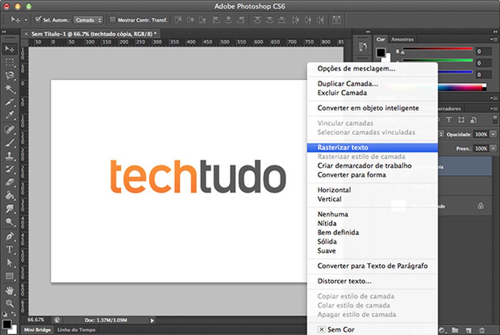 Transformando o texto em imagem (Foto: Reprodução/Adriano Hamaguchi) — Foto: TechTudo