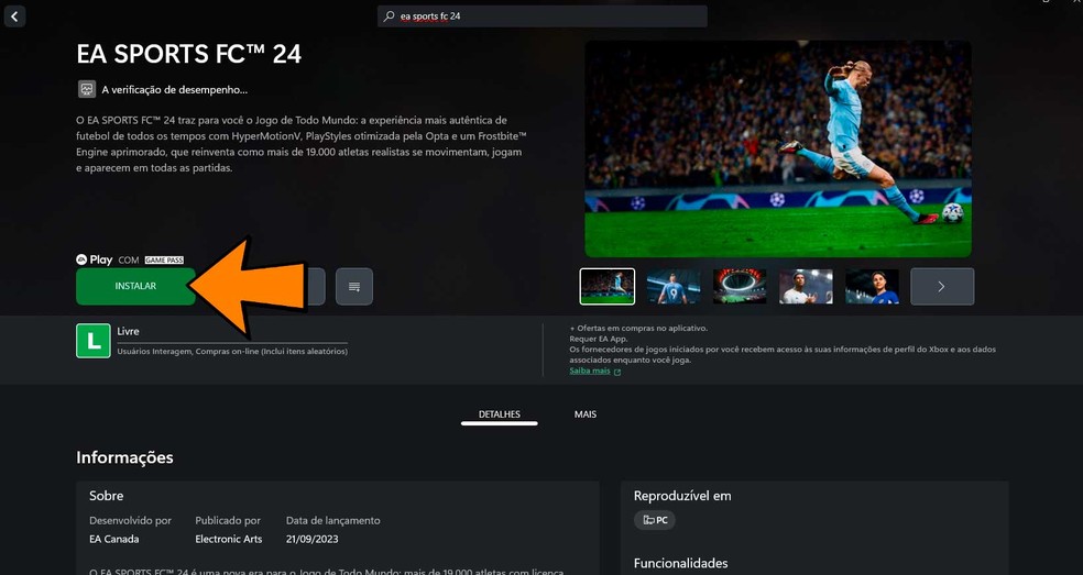 Baixe o EA Sports FC 24 — Foto: Reprodução/Felipe Vinha