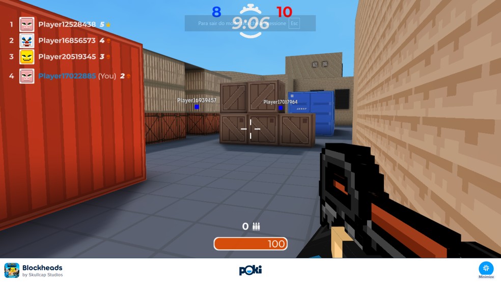 Blockheads é CS com cara de Minecraft — Foto: Reprodução/Róbson Martins