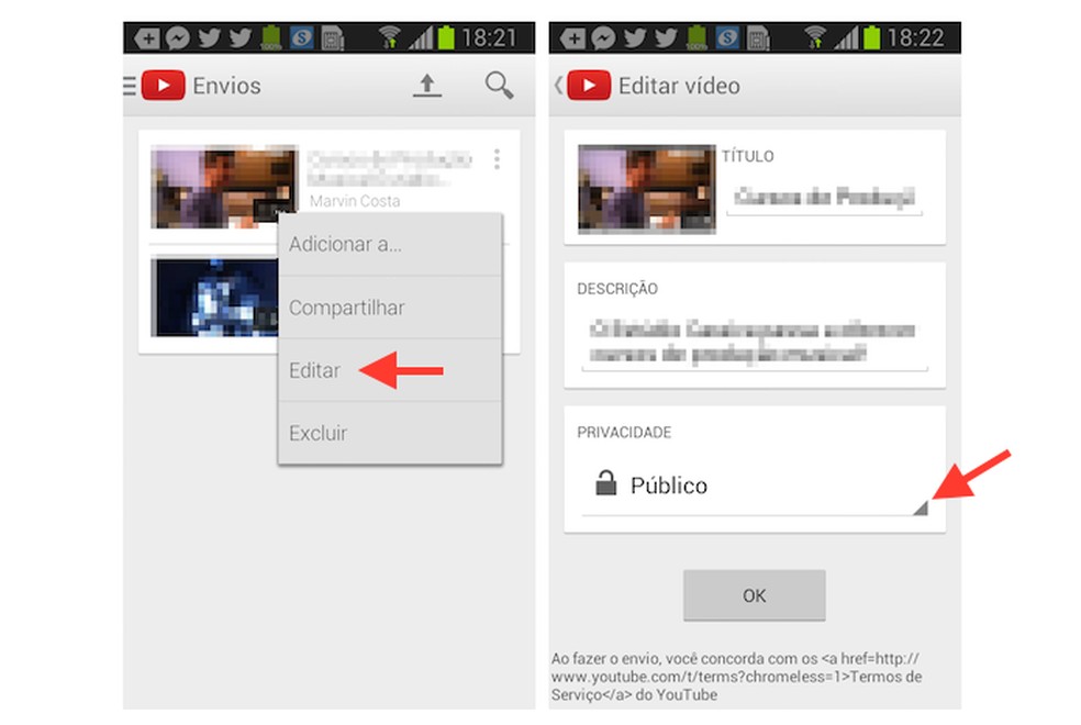  como marcar um vídeo como privado no celular Android ou
