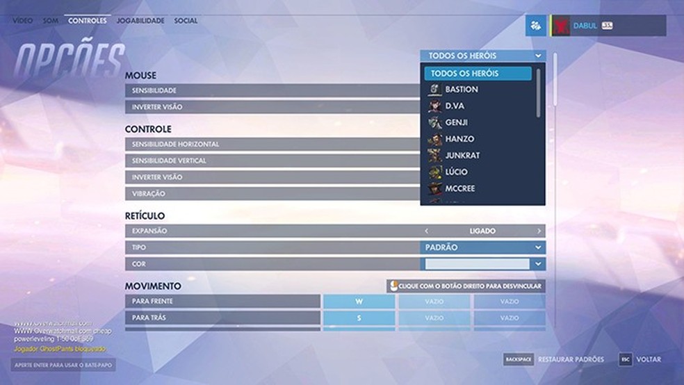 Como mapear botões para heróis específicos em Overwatch