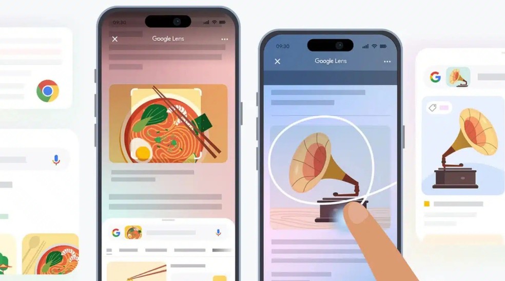 Agora usuários podem pesquisar com o Google Lens direto na tela — Foto: Reprodução/Google