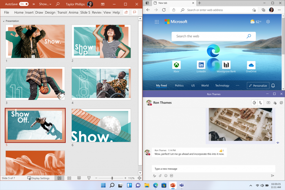 Divisão de janelas no Windows 11 — Foto: Divulgação/Microsoft