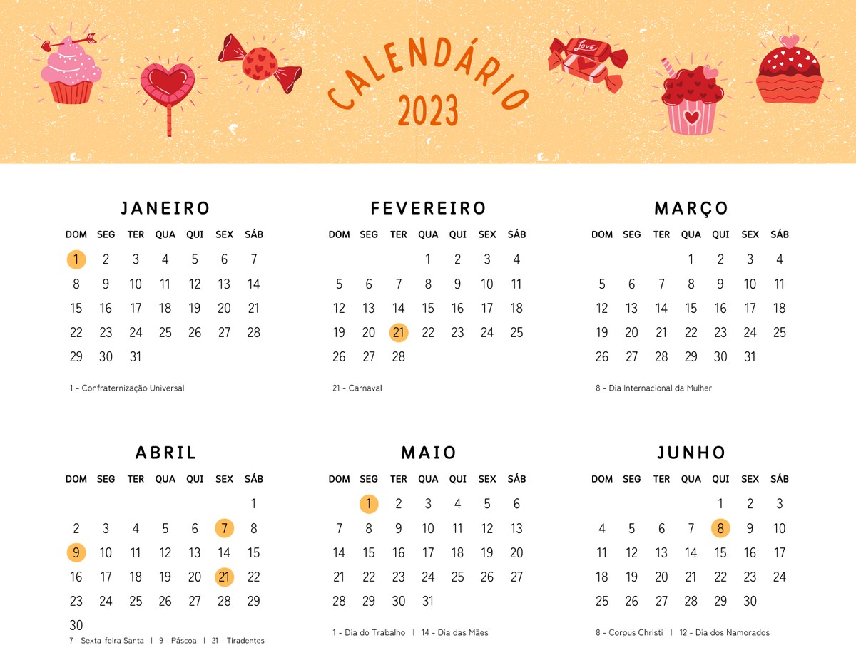 Calendario 2023 En Pdf Como baixar calendário de 2023 com feriados para imprimir no Canva