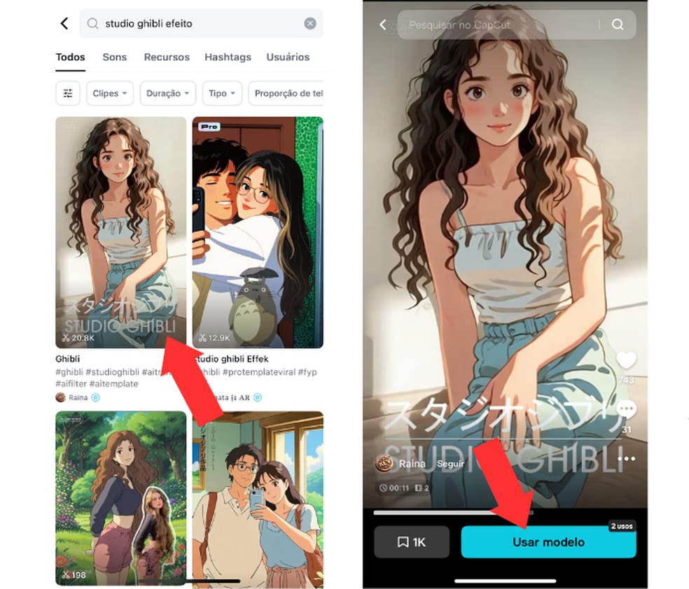 Editing platform offers different filters with the Studio Ghibli theme — Photo: Reproduction/Mariana Tralback