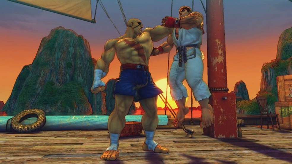 A cicatriz de Sagat foi criada por um golpe de Ryu (Foto: Reprodução / gamespot.com) — Foto: TechTudo