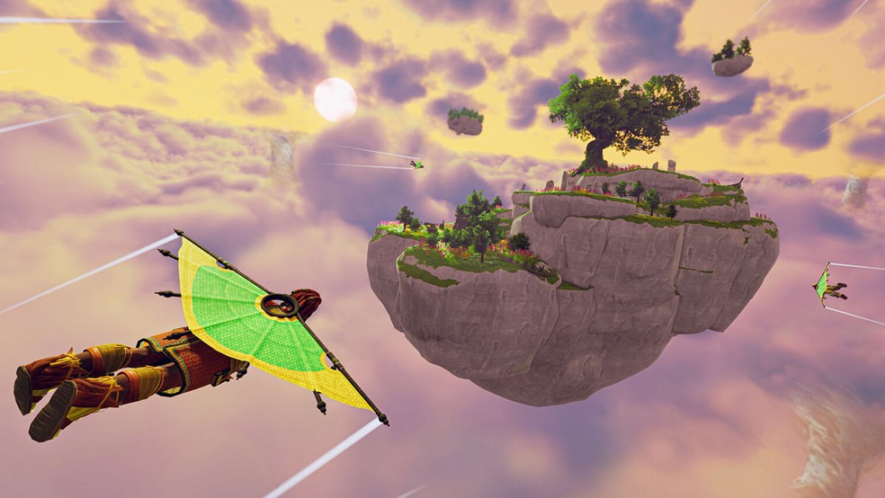 Aloft é um game de sobrevivência em um mundo repleto de ilhas flutuantes — Foto: Reprodução/Steam