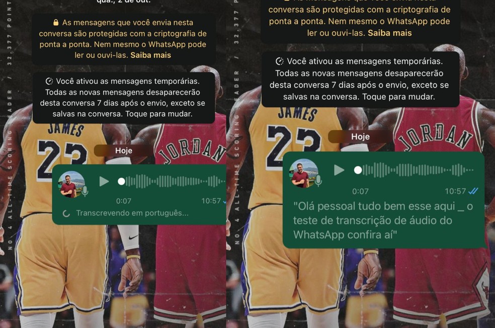 A transcrição do WhatsApp pode ser realizada em segundos; confira — Foto: Reprodução/TechTudo