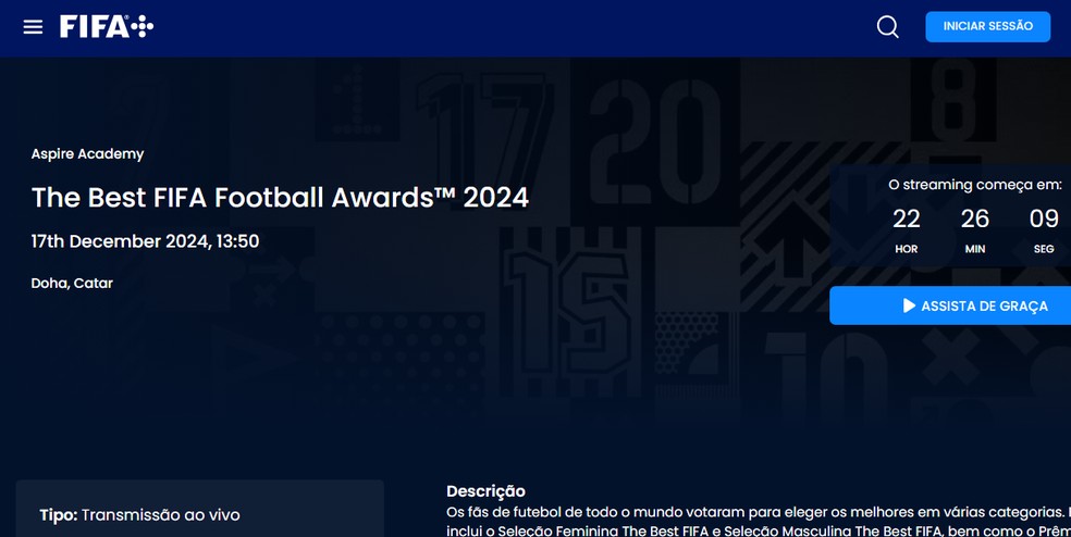 Fifa The Best: saiba como assistir online — Foto: Reprodução/TechTudo