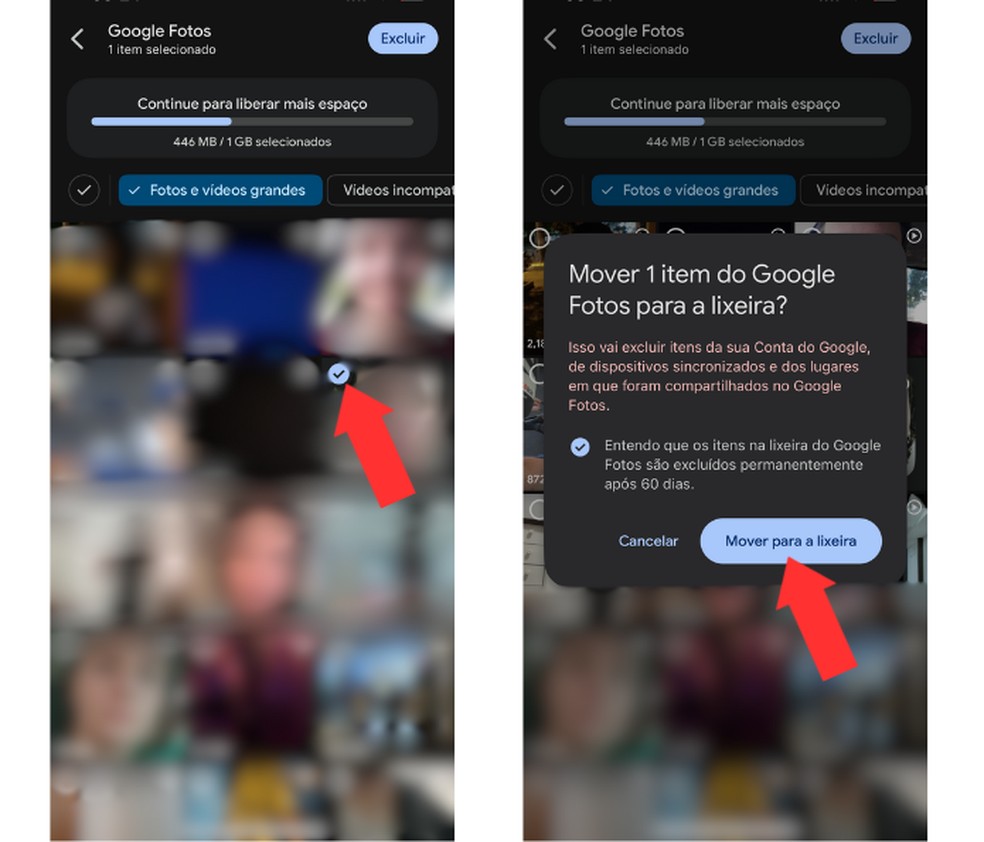 Localizar fotos e vídeos grandes facilita a exclusão, liberando espaço de armazenamento no app — Foto: Reprodução/Mariana Tralback