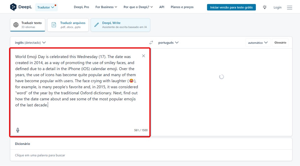 Saiba como usar tradutor com inteligência artificial DeepL Translate — Foto: Reprodução/Rodrigo Fernandes