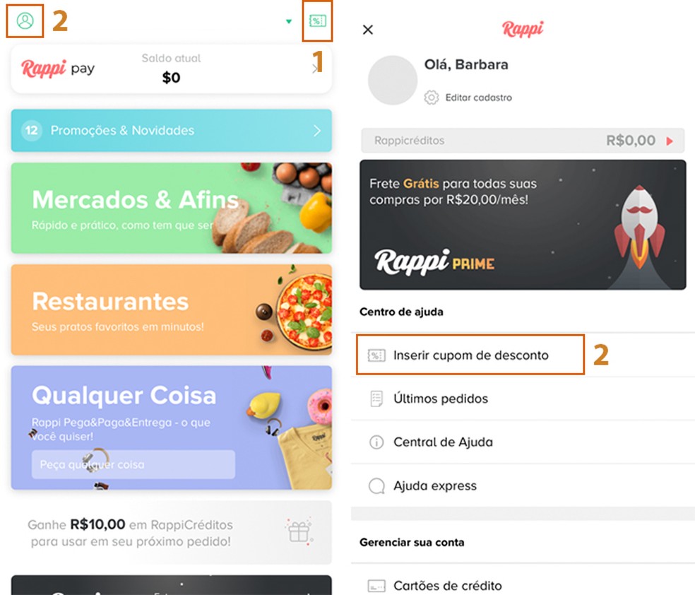 Como adicionar cupons de descontos na Rappi