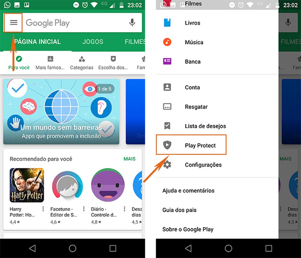 Como usar o antivírus do Google Play Protect nos apps de Android