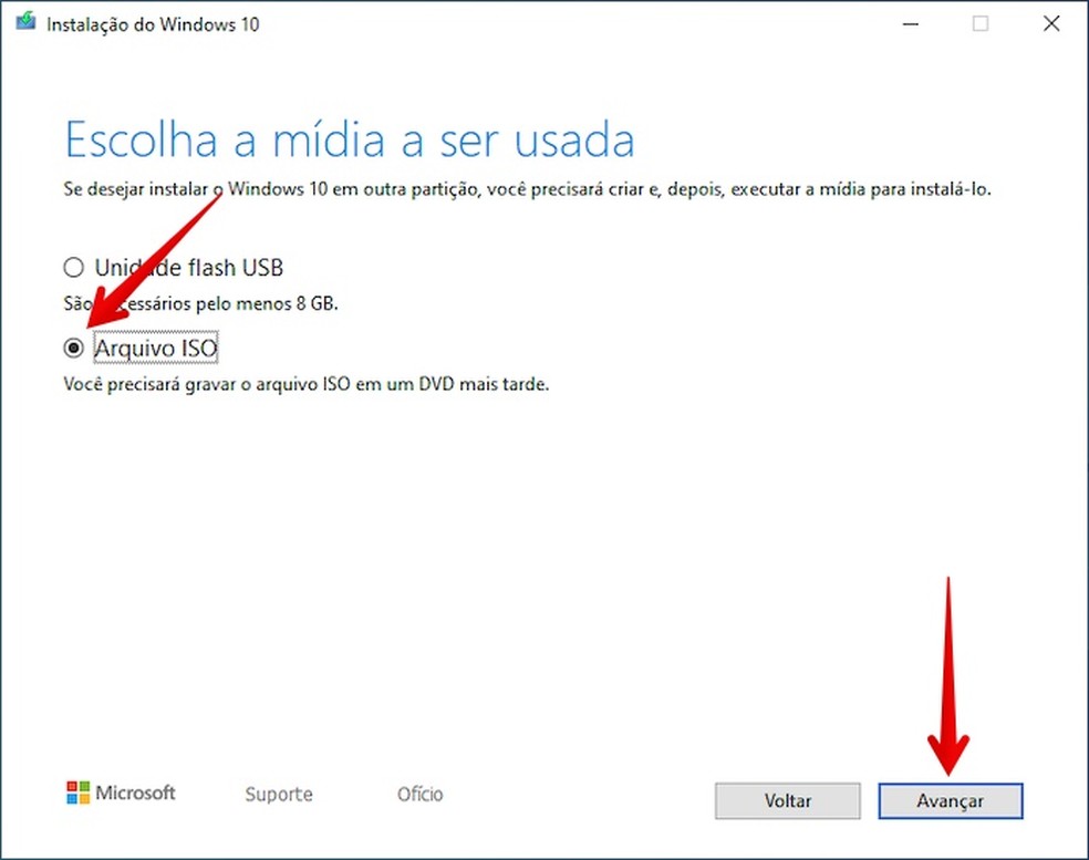 Baixando arquivo ISO do Windows 10 — Foto: Reprodução/Helito Beggiora