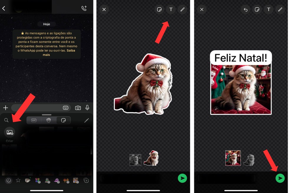 Em poucos toques, o usuário consegue criar uma figurinha no WhatsApp — Foto: Reprodução/João Pedro Lima