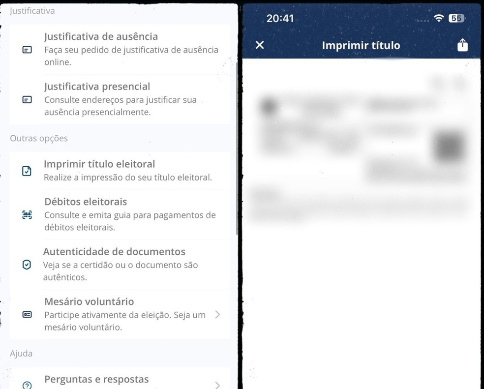 App e-Título permite imprimir o título eleitoral em PDF — Foto: Reprodução/Gisele Souza