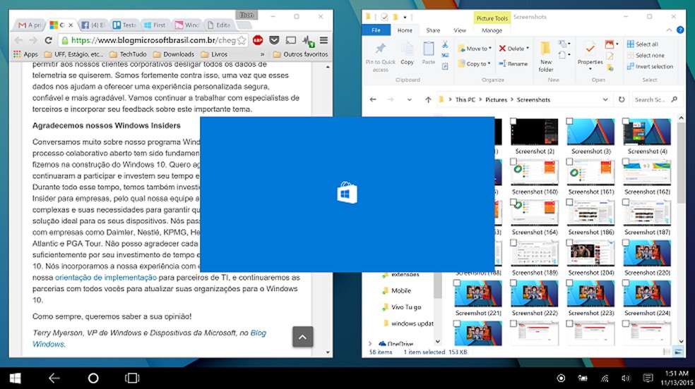 Windows 10 Update 1 teve multitarefas melhorados tanto no desktop como no modo tablet (Foto: Reprodução/Elson de Souza) — Foto: TechTudo