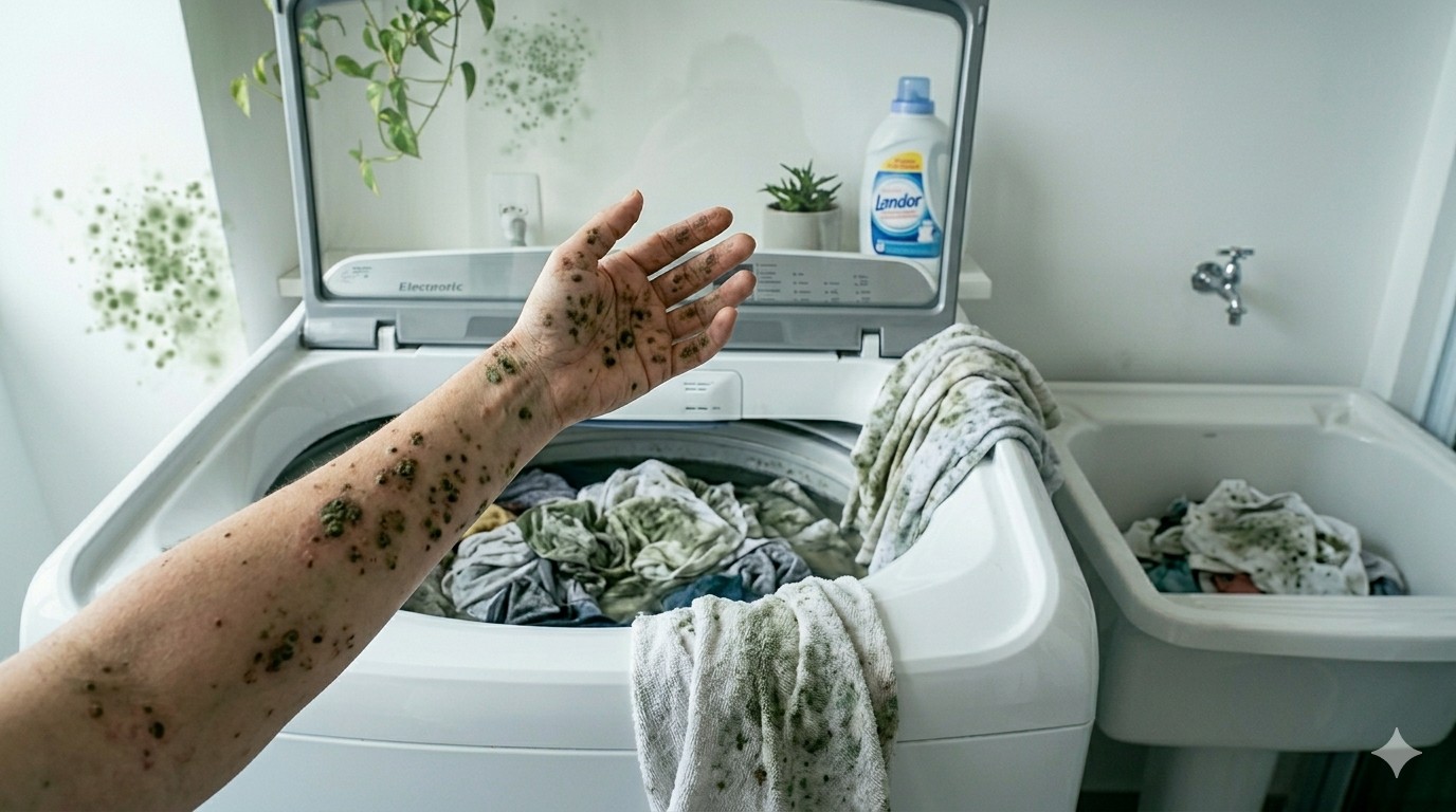 Esqueceu roupa na máquina? Especialista explica como o mofo acaba com a saúde