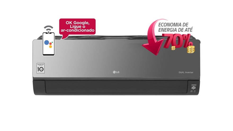 Ar condicionado LG Dual Inverter Voice economiza energia em até 70% — Foto: Divulgação/LG