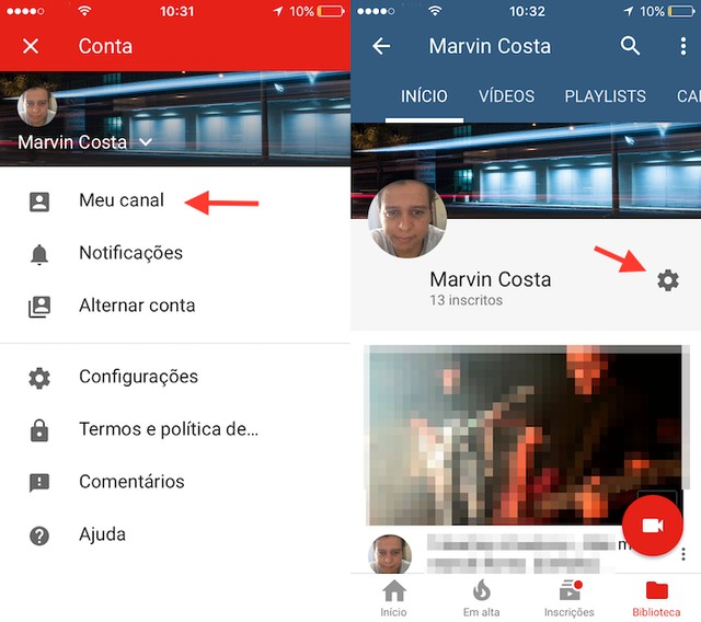Como mudar o nome de seu canal do YouTube pelo celular
