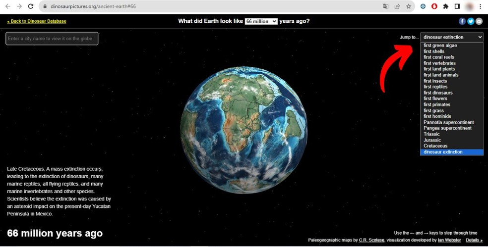 Lista suspensa que permite escolher diferentes eras por nome — Foto: Reprodução/Millena Borges