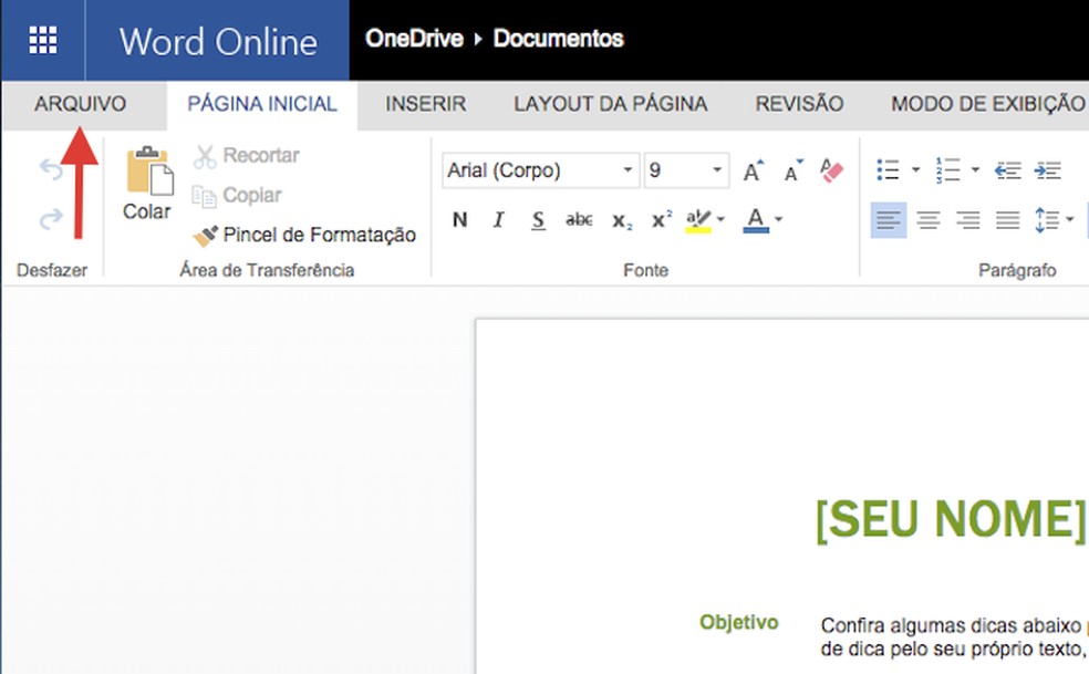Crie um documento no Word para a Web - Suporte da Microsoft