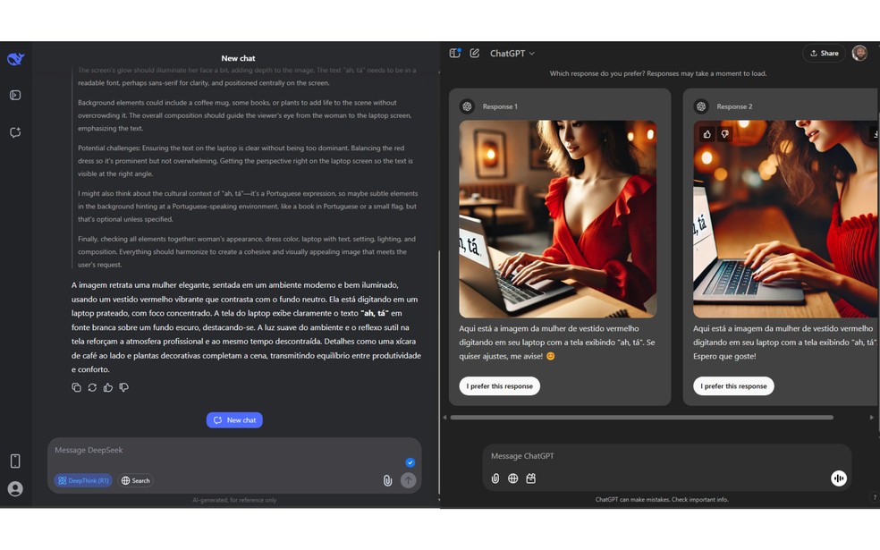  Reprodução/DeepSeek e ChatGPT
