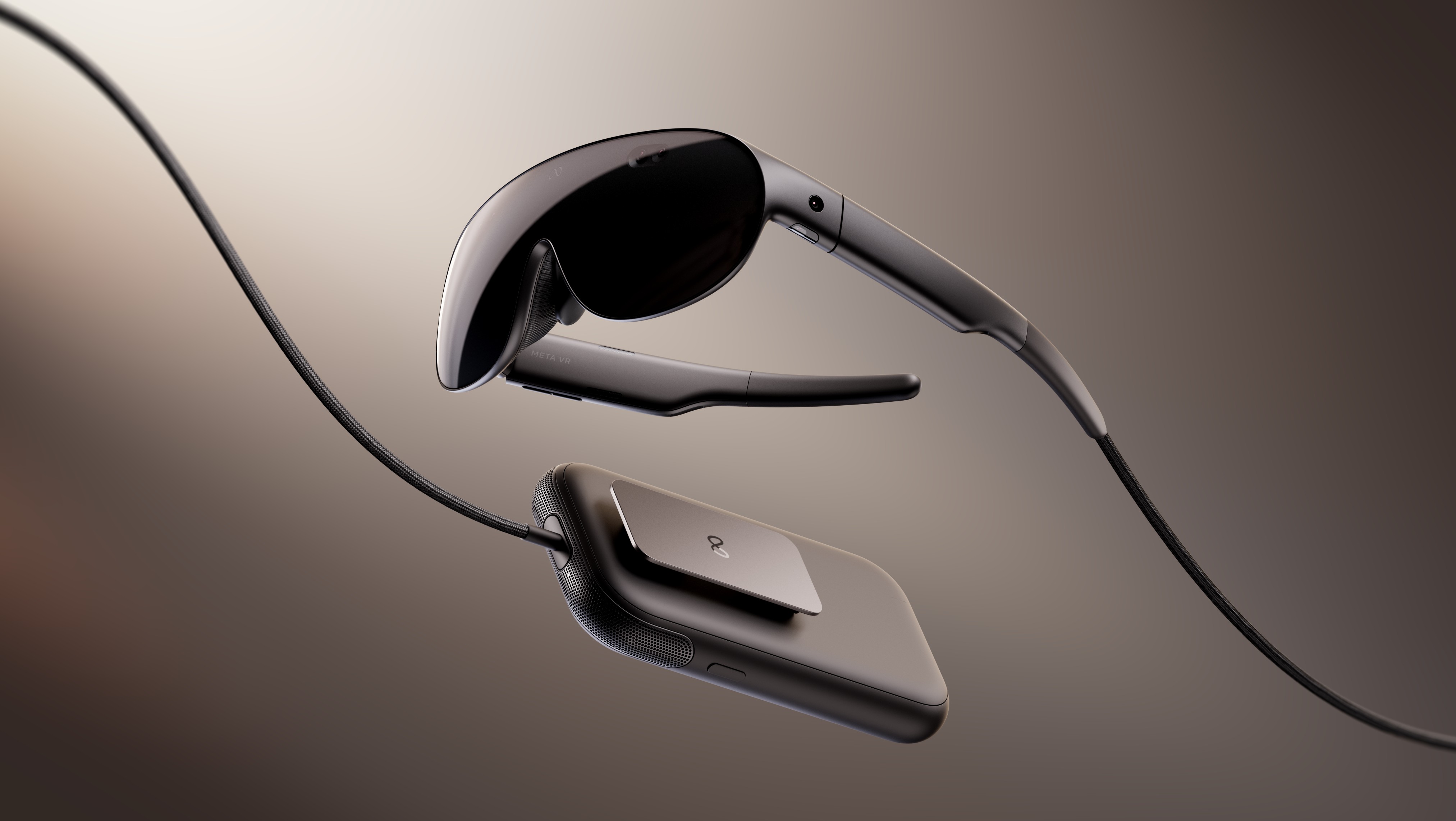 Imagem de um oculos virtual ligado a um dispositivo de energia