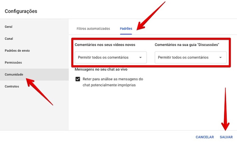 Como ativar comentários no YouTube